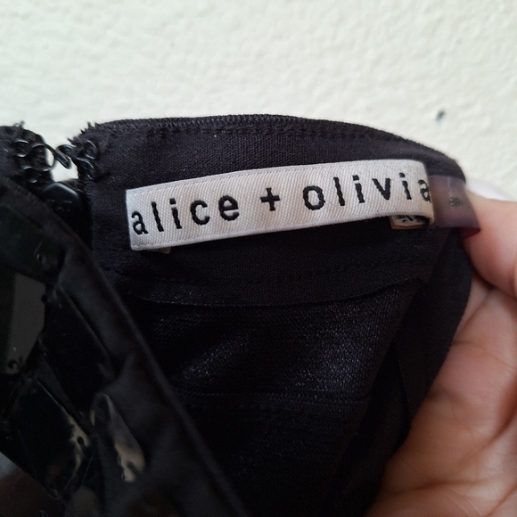Alice + Olivia Black Strapless Jeri Sequin Crop Jumpsuit. Womens size M 8/10 - Picture 2 of 11